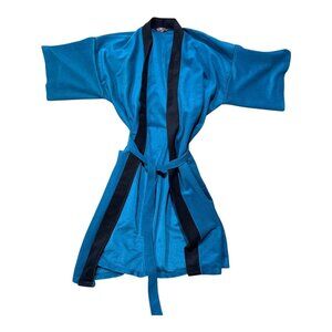 Vintage Mens Teal Blue Aqua Kimono Robe By Sears Fashion Loungewear Medium Tie